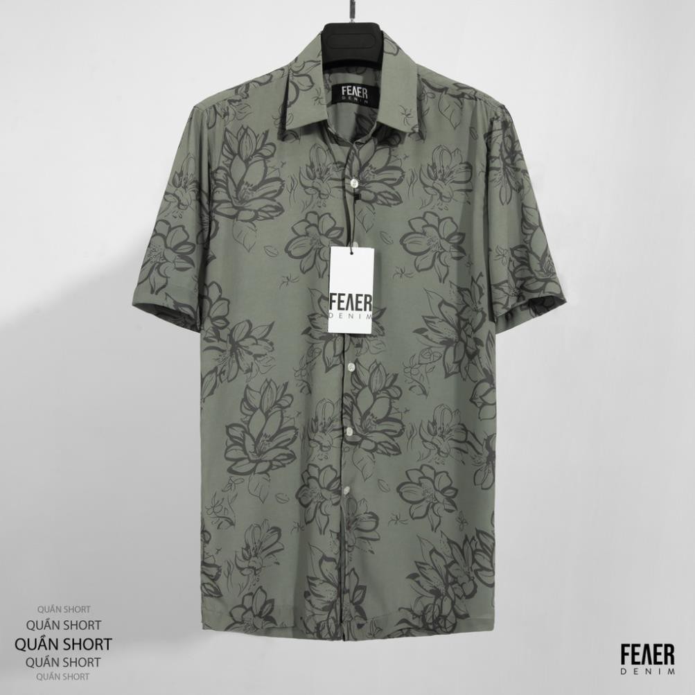 Áo sơ mi nam Cổ bẻ họa tiết hoa xám Florida chất Lụa chéo thoáng mát - Cao Cấp DENIM [Hàng Bao Đẹp] | BigBuy360 - bigbuy360.vn