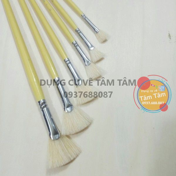 [ TÂM TÂM ]-Bộ cọ quạt 6 cây Sunway Basic thân vàng B203