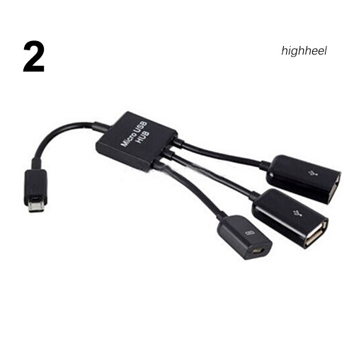 Bộ chuyển đổi OTG LENOVO Micro USB Hub 3 trong 1 đầu cắm sang ổ cắm USB 2.0 cho Samsung