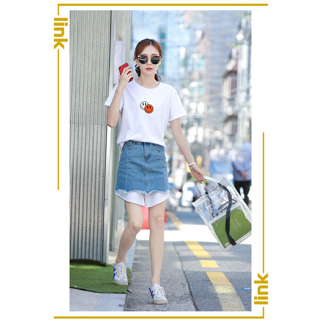 Áo phông nữ ngắn tay trắng SMILE CUTE chất mềm mịn