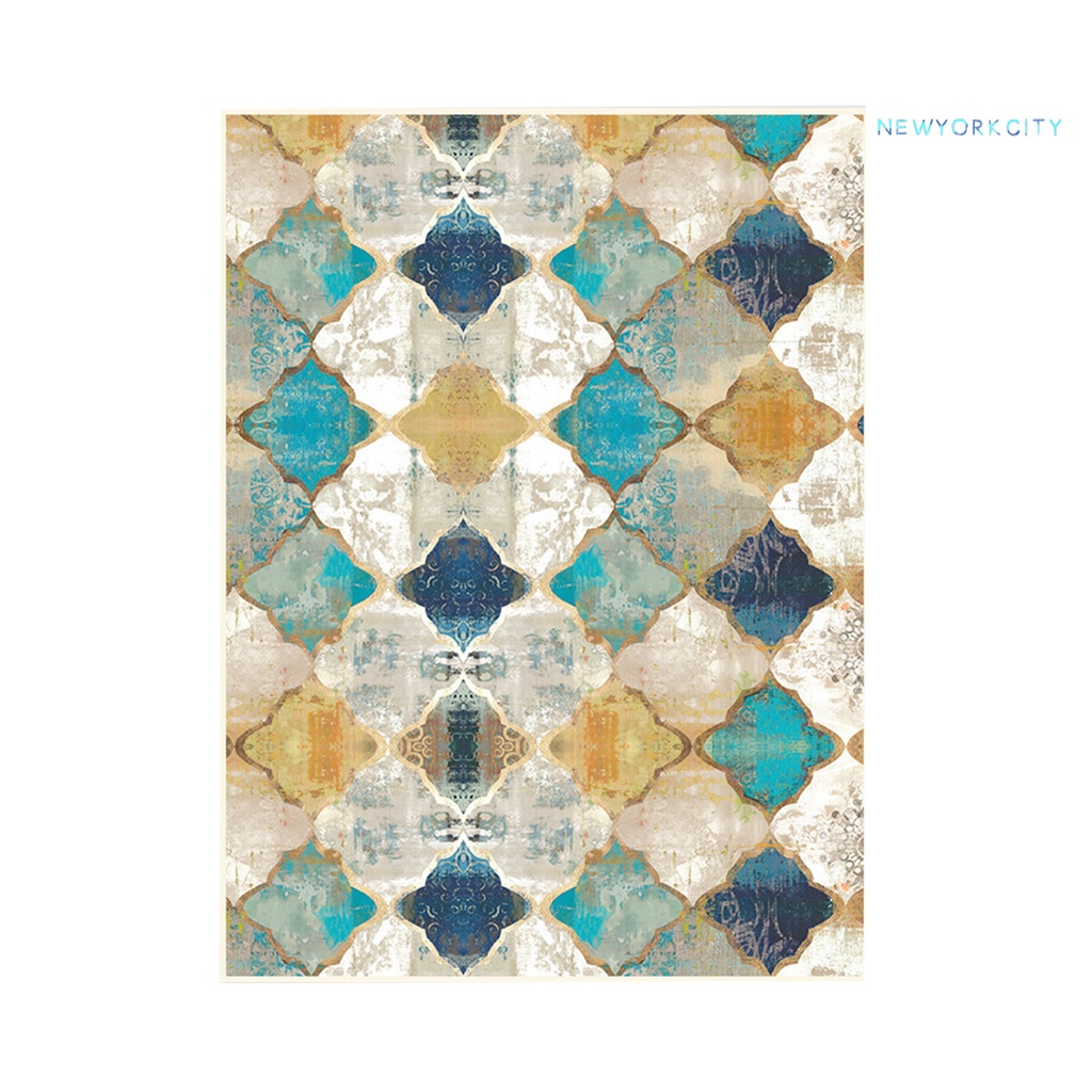 Thảm Chống Trượt Họa Tiết Hình Học Phong Cách Ma Rốc Trang Trí Phòng Khách