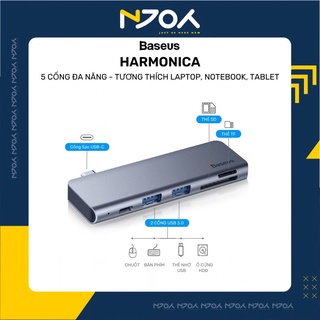Hub Type C Chuyển Đổi 5 Trong 1 Baseus Harmonica Usb 3.0, Tf/sd Card Reader, Type C Pd Adapter Cho Macbook/ Ipad/ Laptop