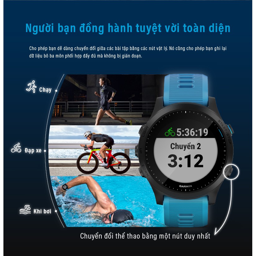 Vòng đeo tay theo dõi sức khỏe Garmin Forerunner 945, GPS, SEA - Hàng Chính Hãng