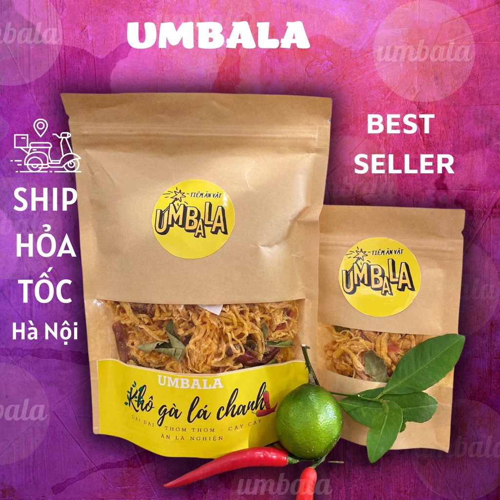 [BEST SELLER] 100g Khô gà lá chanh dạng túi zip ngon nhức nách ăn vặt Umbala