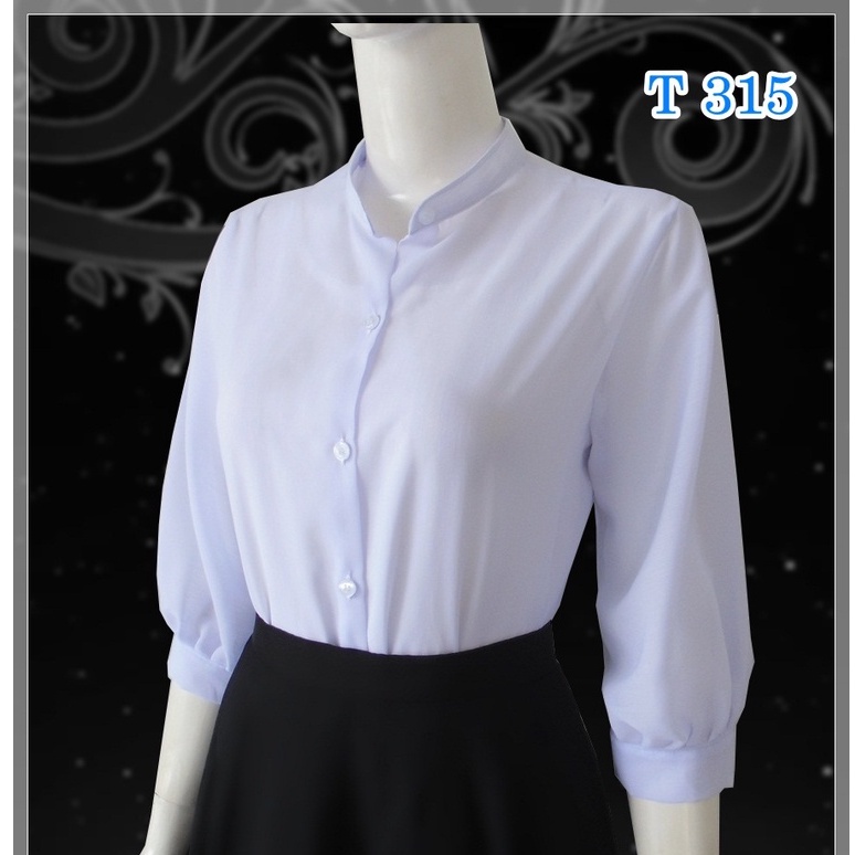 Áo somi nữ, cổ trụ tay lỡm voan tơ cao cấp _ T 315