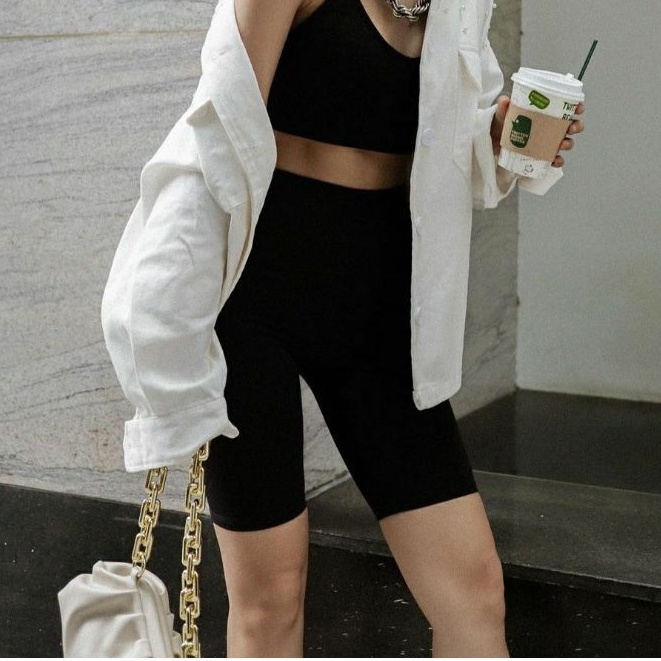Quần legging nữ lửng nâng mông lưng cạp cao vải thun dày dặn - Quần đùi ngố lửng ôm body bó mặc nhà tập gym yoga đi ngủ