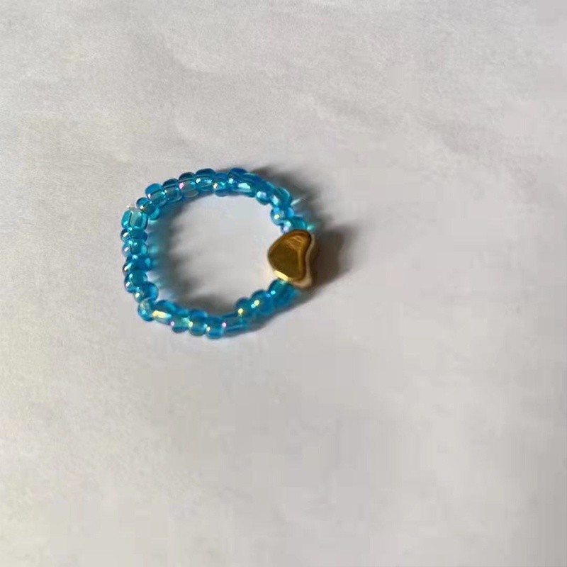 Nhẫn hạt cườm pha lê hình trái tim dễ thương có thể điều chỉnh cho nữ