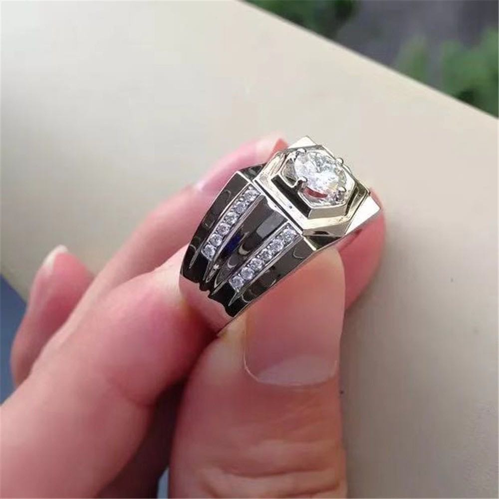 Nhẫn bạc nam   AK40 cao cấp, Nhẫn  nam đính đá đá chủ to mạnh mẽ, sang trọng. Mẫu mới 2022