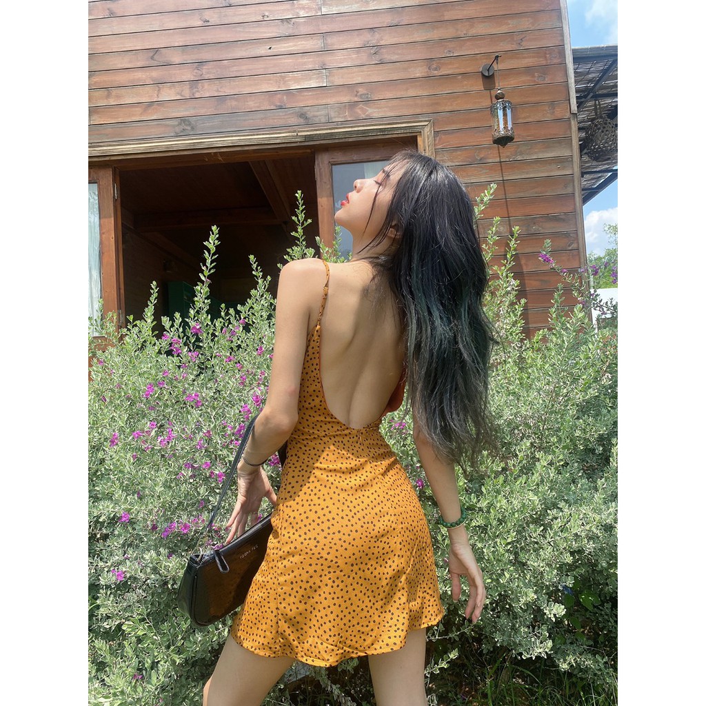 Đầm Chữ A Cổ Vuông Ôm Body 2 Dây Xẻ Tà Hở Lưng Sexy Hoa Nhí Mati House - YD118260