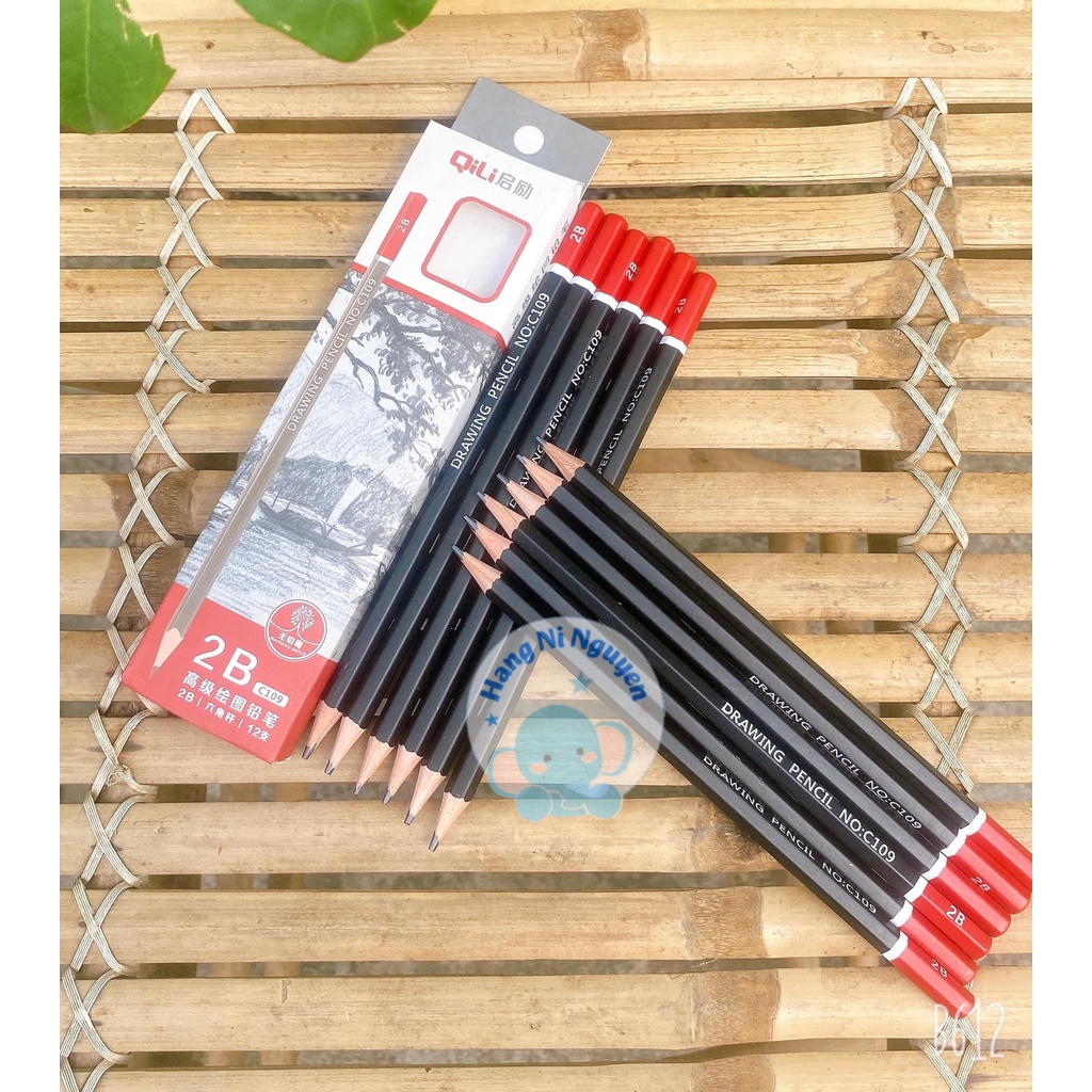 [Giá hủy diệt] [Ảnh thật] [Siêu Sale] Chauqui86 Hộp viết chì 2B 12 cây