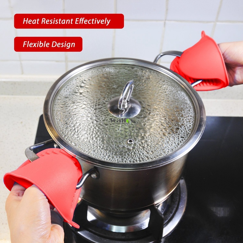 [Random Color ] 1Pcs Heat Resistant Anti Boiling Non-slip Silicone Kitchen Gloves/ Kitchen Pot Bowl Clip