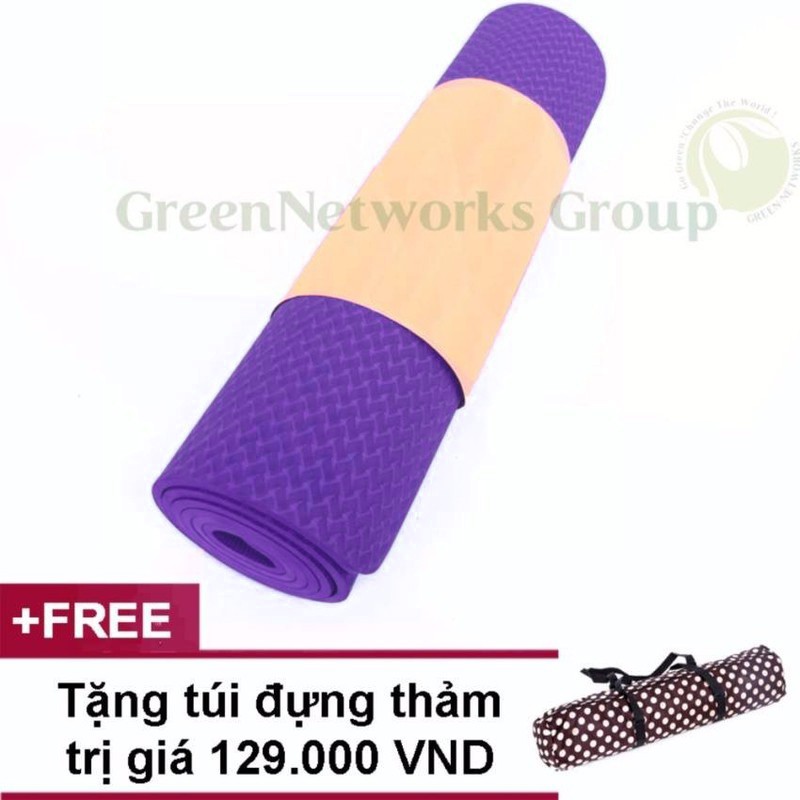 Thảm tập gym và yoga TPE 6mm cao cấp + túi đựng