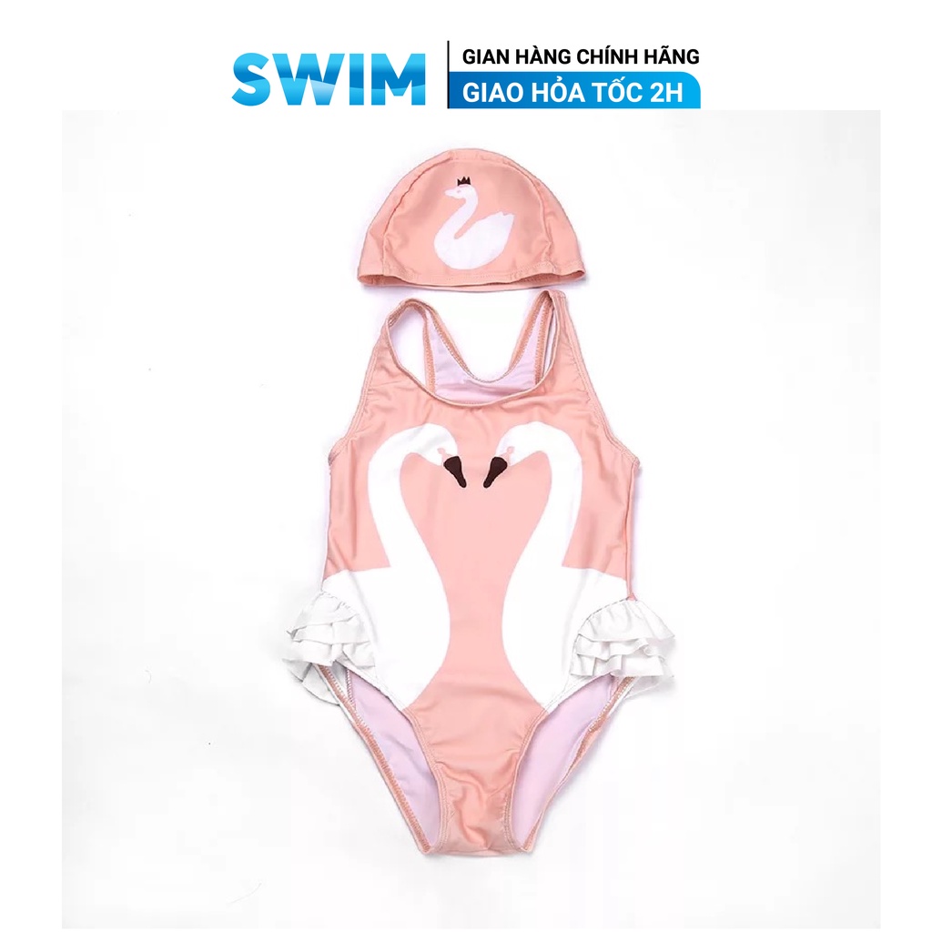 Bộ Đồ Bơi 1 Mảnh Thiên Nga Kèm Mũ Cho Bé 1-7 Tuổi