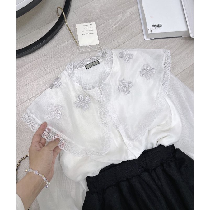 Sét váy tiểu thư áo sơ mi trắng,chân váy von tầng .Set đồ nữ cao cấp