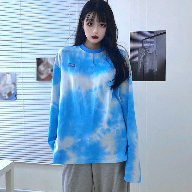 Women's Tie Dye O Neck Loose Leisure Long Sleeve T-Shirt Tops | BigBuy360 - bigbuy360.vn