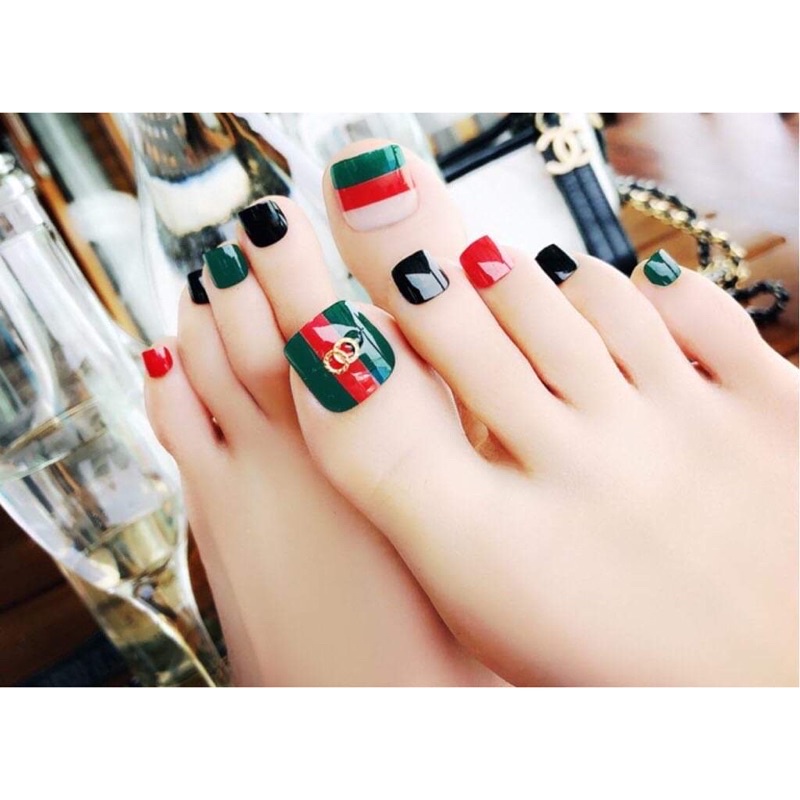 24 Móng Chân Giả Hoạ Tiết Độc Đáo Xinh Xắn ( kèm keo dán )