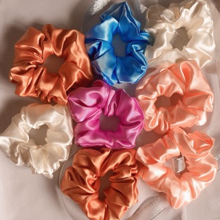 Cột tóc Scrunchies vải phi bóng