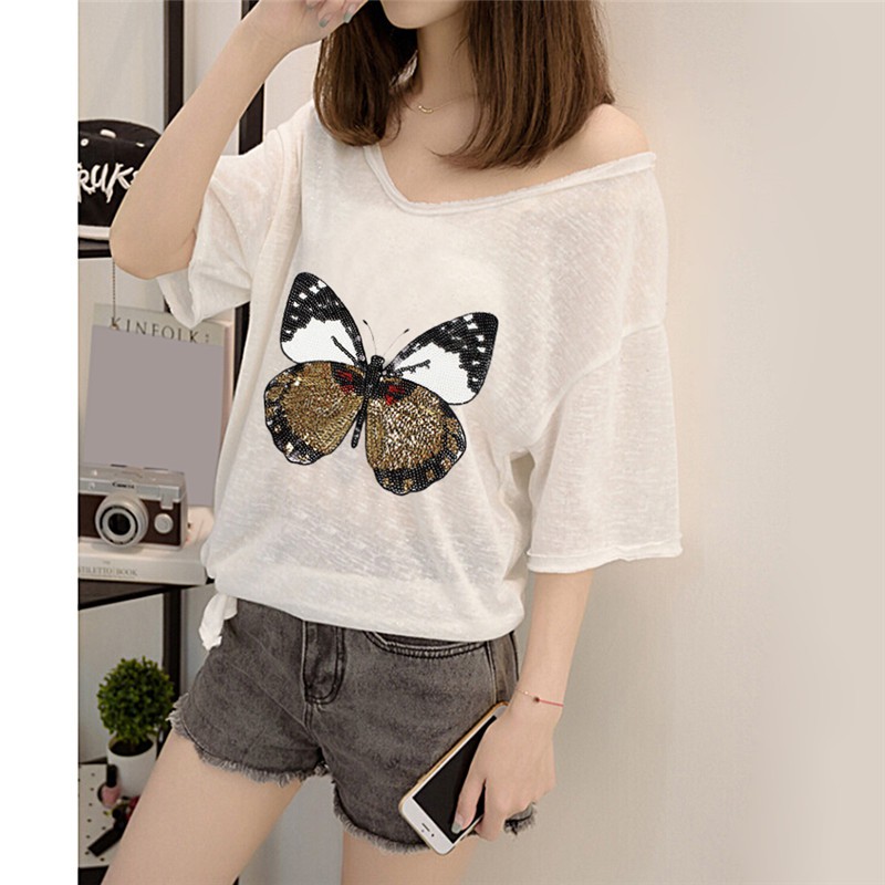 Miếng vá đan len hình bươm bướm trang trí cho quần áo dán bằng bàn ủi