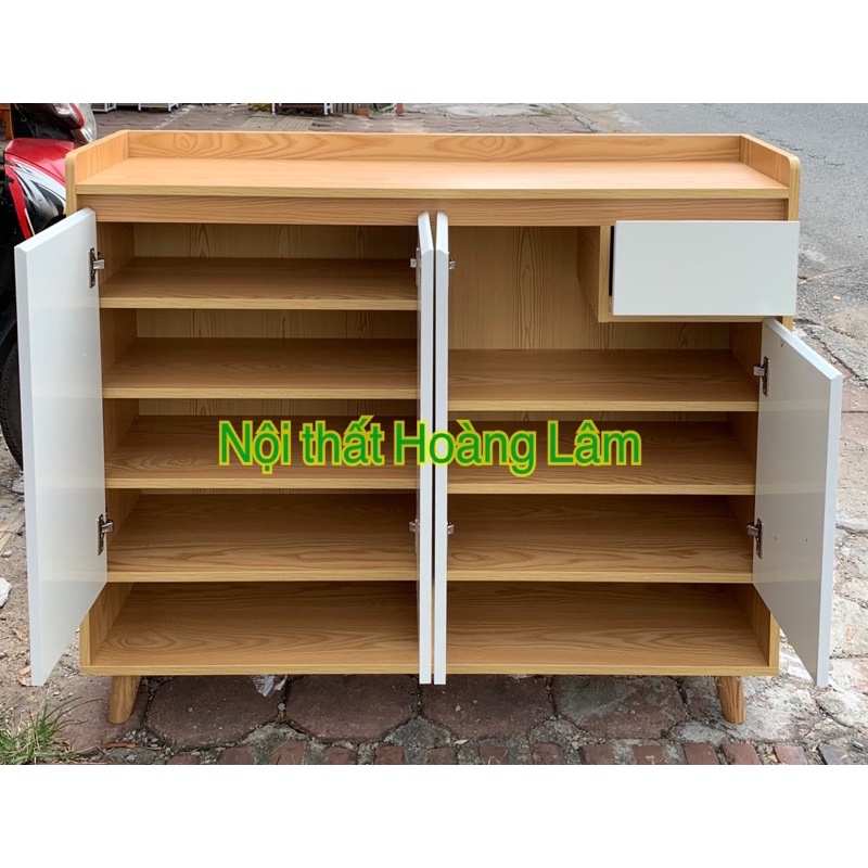 Tủ giầy chân gỗ cỡ to phối màu