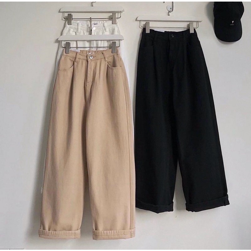 Quần Baggy Kaki Nữ Bigsize Lưng Thun Ống Suông Rộng 3 Màu Chất Đẹp Mềm Mịn Ms127