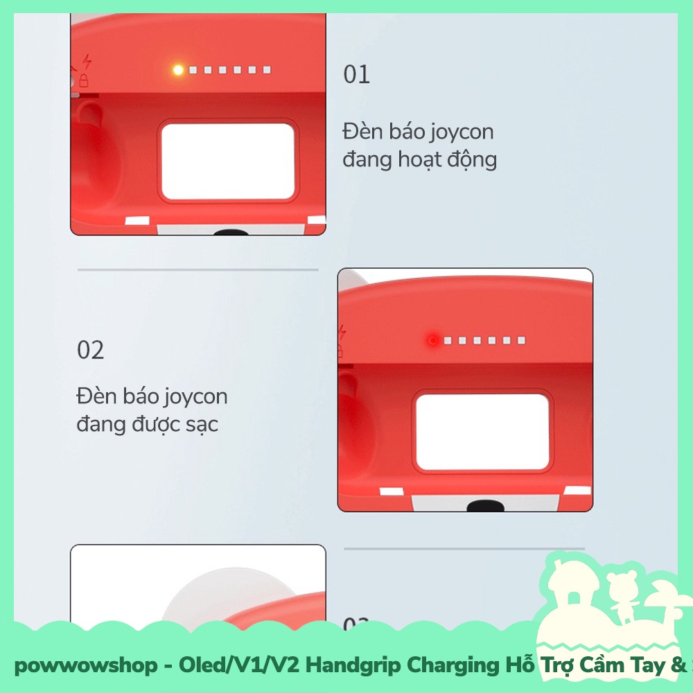 [Sẵn VN - Hỏa Tốc] Oled/V1/V2 Handgrip Charging Hỗ Trợ Cầm Tay &amp; Sạc Cho Joycon Nintendo Switch Dog Face