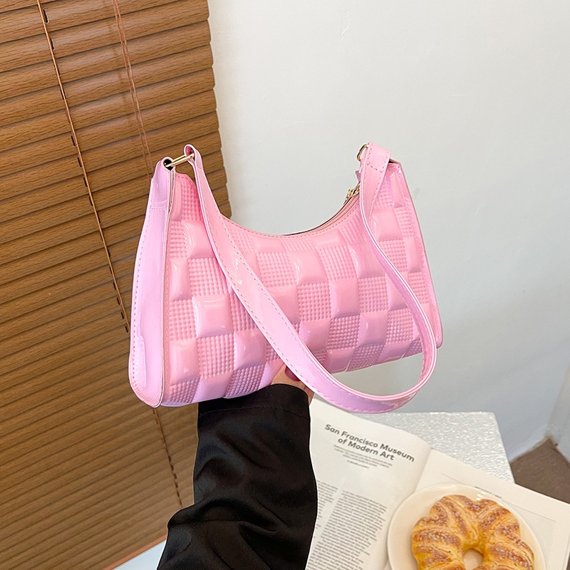 Túi Đeo Vai Màu Trơn Họa Tiết Ca Rô Phong Cách retro Thời Trang Mùa Xuân 2022