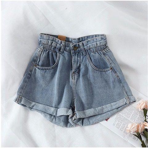 Quần short jean Hàn Quốc đơn giản retro cho nữ