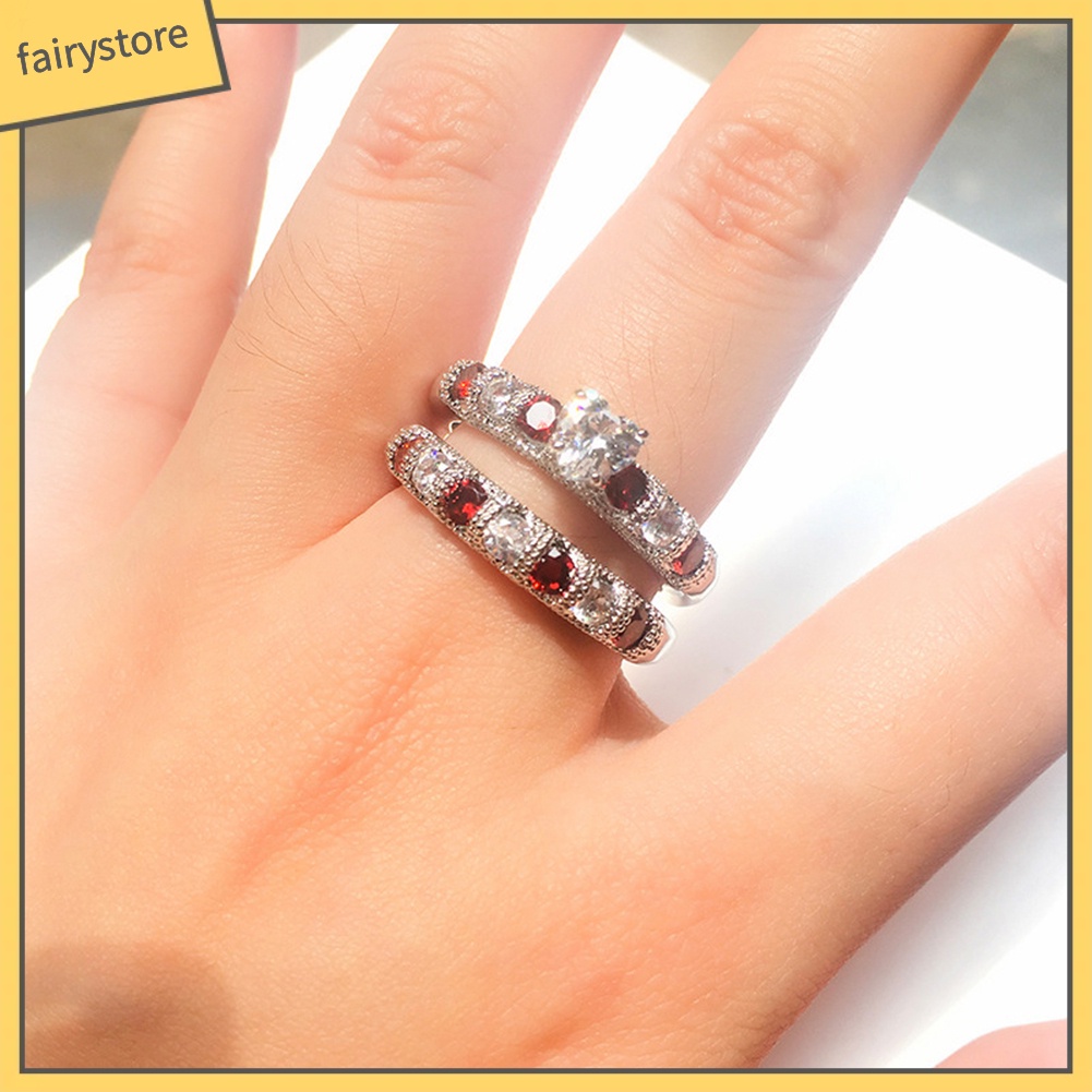 Set 2 Nhẫn Đính Đá Thời Trang Dành Cho Nữ