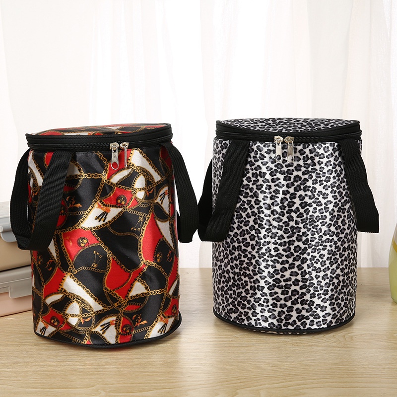 Túi đựng cơm tròn giữ nhiệt vải Oxford chống thấm, lót nhôm, kích thước đường kính x chiều cao: 17x23cm - YW