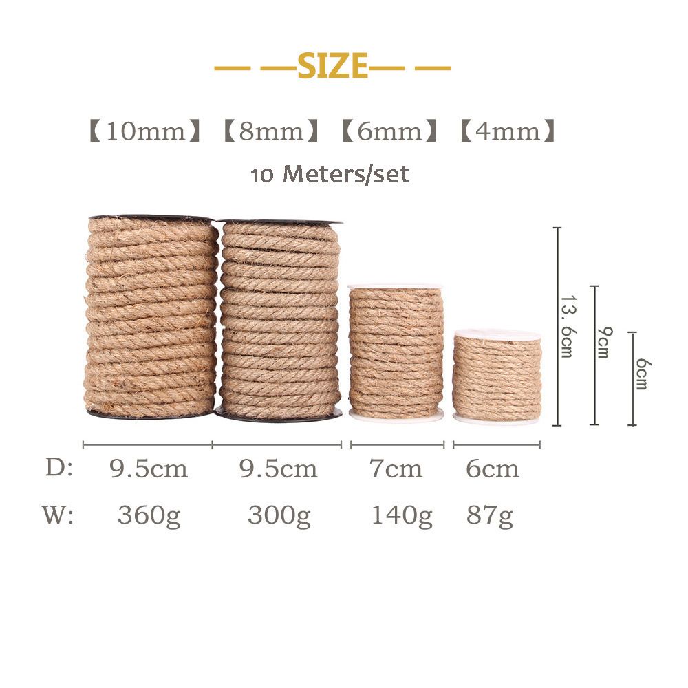 Cuộn Dây Đay 10m 4 / 6 / 8 / 10mm Dùng Làm Đồ Thủ Công