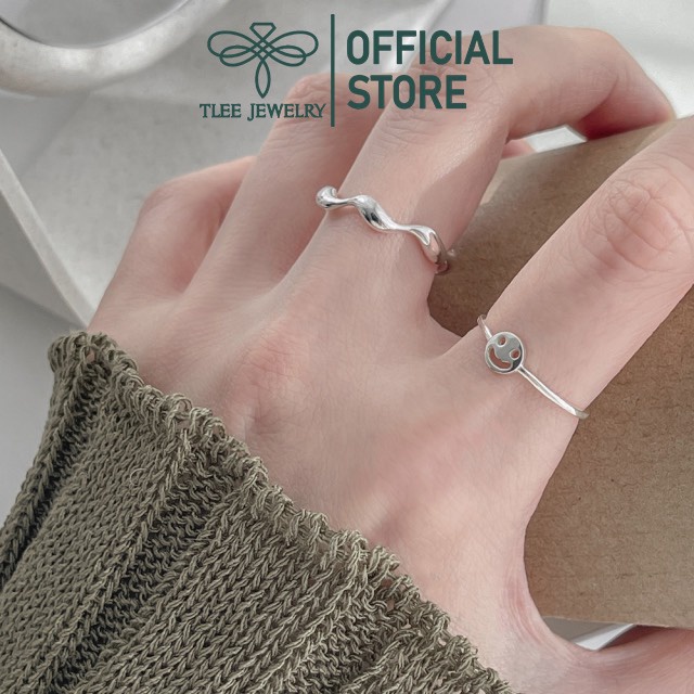 Nhẫn bạc nữ TLEE mẫu mặt cười xinh xắn phong cách minimalist TleeJewelry A0339