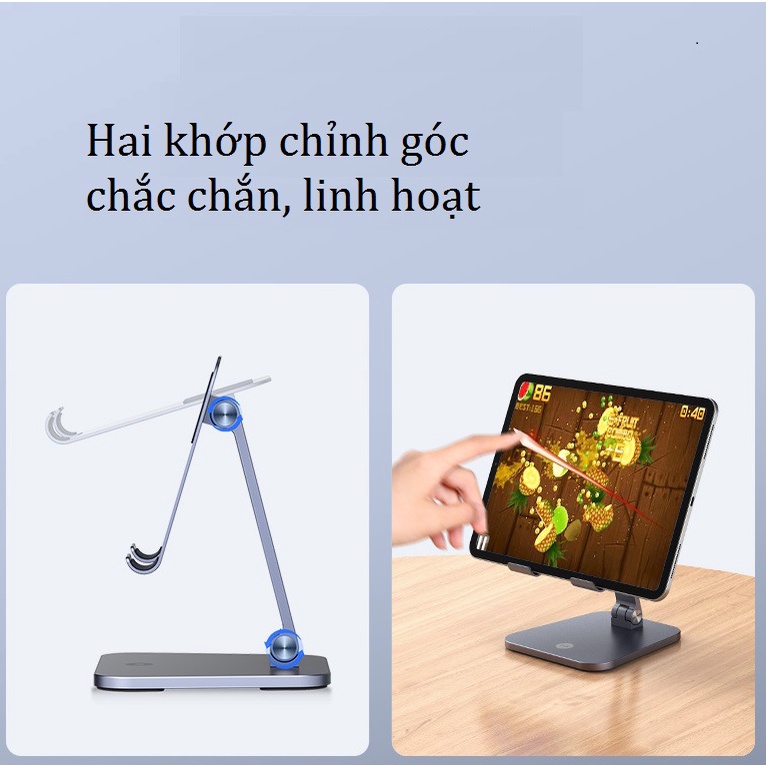 Đế đỡ điện thoại máy tính bảng, Giá đỡ iPhone iPad X22 nhôm nguyên khối gấp gọn Vu Studio