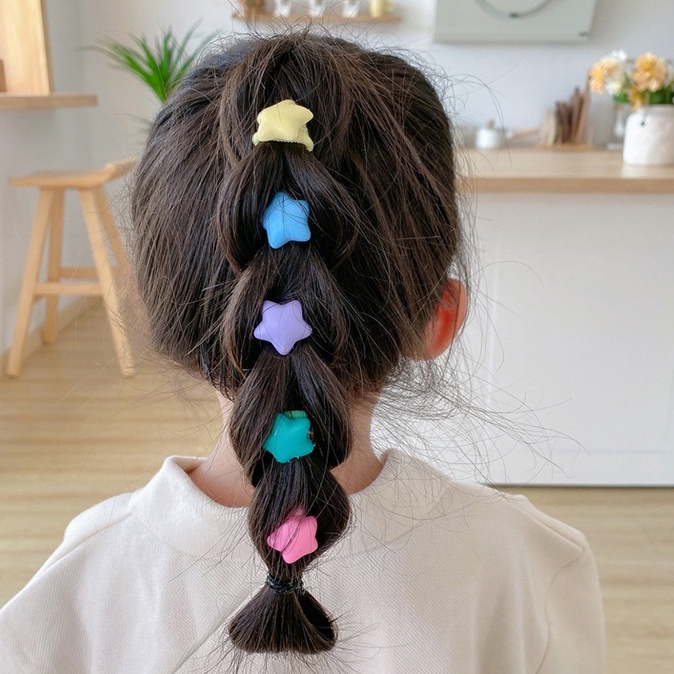Bộ 10 Dây Cột Tóc Co Giãn Cao Màu Kẹo Họa Tiết Hoạt Hình Dễ Thương Cho Bé