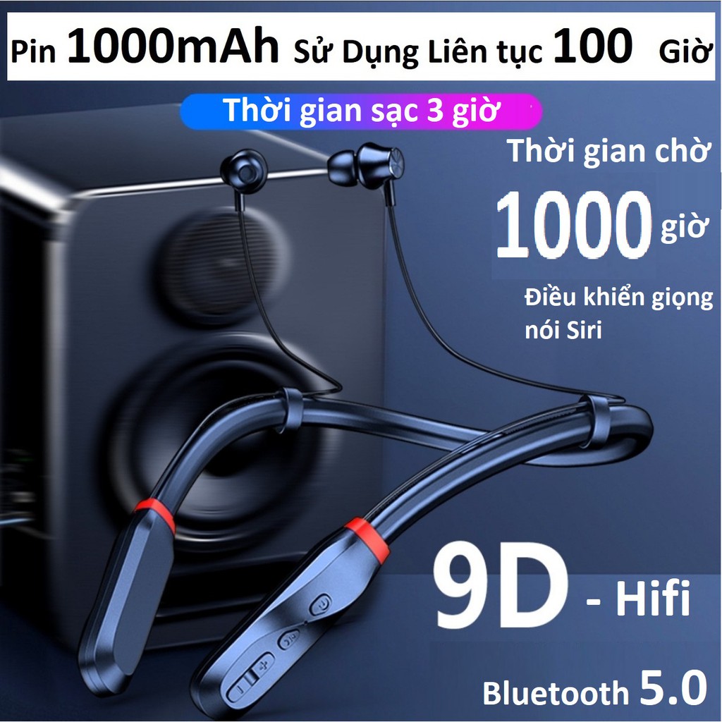 Tai Nghe Bluetooth 5.0 thể thao quàng cổ i35, Pin cực khủng 1000 mAh, nghe nhạc và đàm thoại 100 giờ ,chức năng Siri.