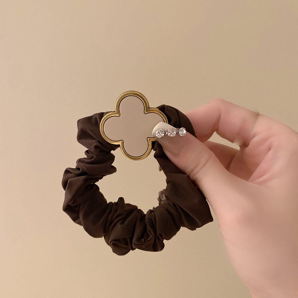 Dây Buộc Tóc Hình Cỏ Bốn Lá Bằng Hợp Kim Phong Cách Retro Ngọt Ngào WMES15H Dành Cho Bạn Nữ