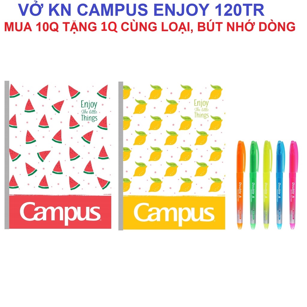 [GIAO HOẢ TỐC] Vở KN Campus Enjoy 120 trang - Mua 10 tặng 1, bút nhớ dòng