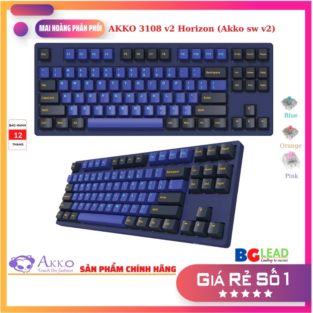[Mã 11ELSALE hoàn 7% đơn 300K] Bàn phím cơ AKKO 3087 v2 DS Horizon (Akko switch v2)
