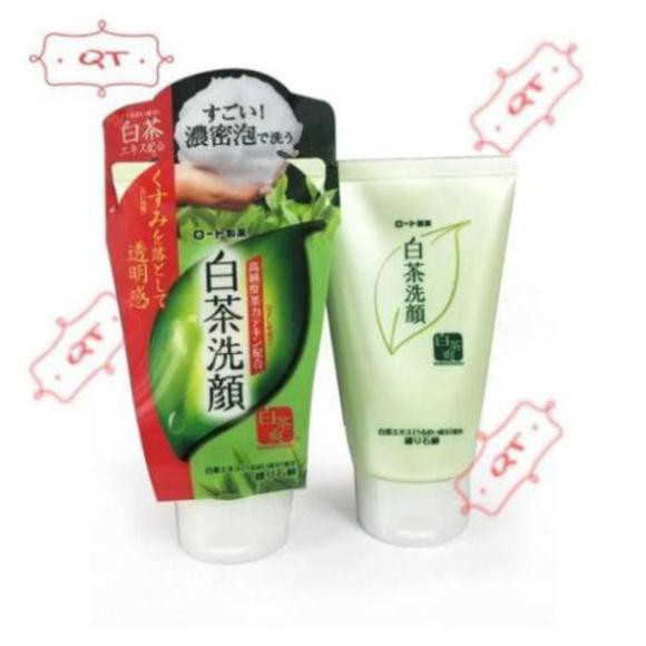 Sữa rửa mặt Nhật Bản trà xanh Rohto Shirochasou Green Tea Foam 120g giúp loại bỏ tế bào chết, diệt khuẩn ngừa mụn