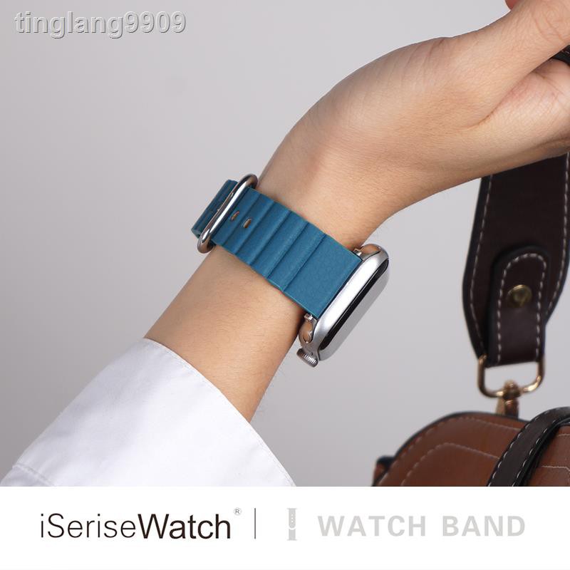☫▼Dây đeo bằng da màu trơn cho đồng hồ thông minh Apple Watch 5 6 1 2 3 4
