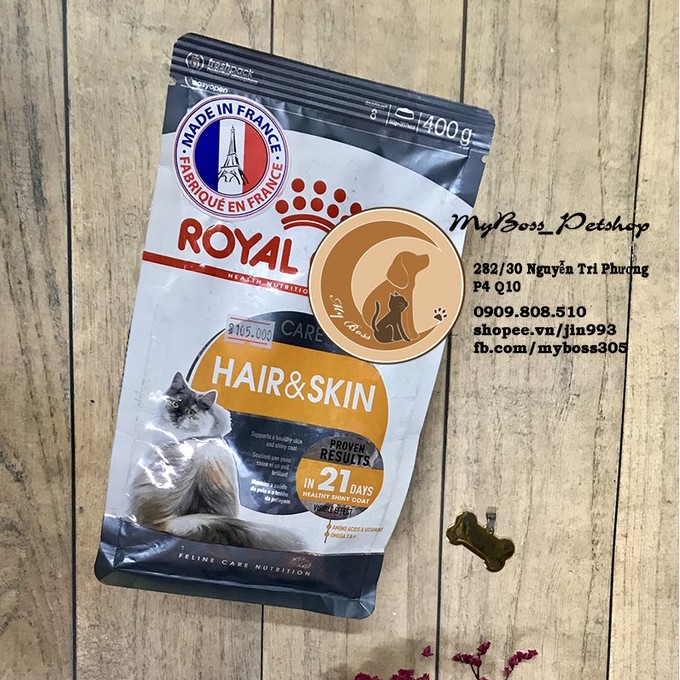 (chính hãng) ROYAL CANIN Hair &amp; skin 400g-2kg - thức ăn tiêu búi lông và dưỡng da cho mèo