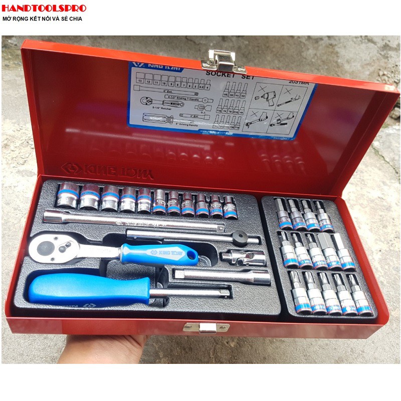Bộ tuýp 31 chi tiết hệ mét Kingtony 2031MR