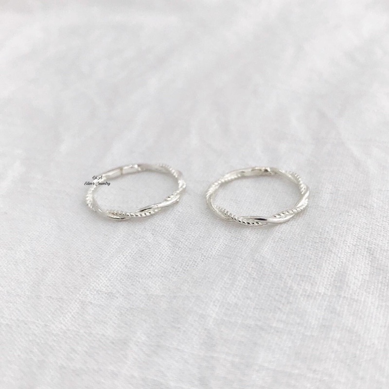 Nhẫn bạc nữ xoắn kép