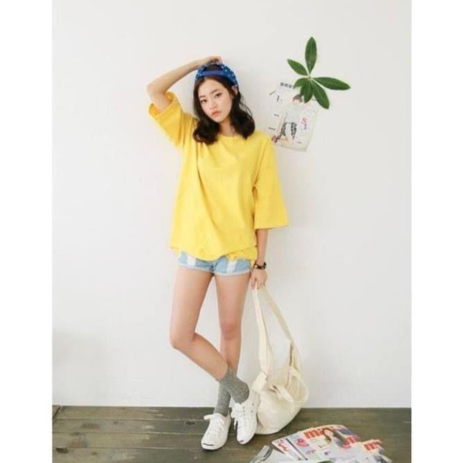 Áo thun tay lỡ trơn 🔥FREESHIP🔥 Áo tay lỡ nam nữ cotton free size dưới 70kg Đẹp * 💗 *  ༷