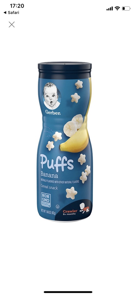 2 Bánh ăn dặm GERBER PUFFS vị chuối, táo dâu và blueberry