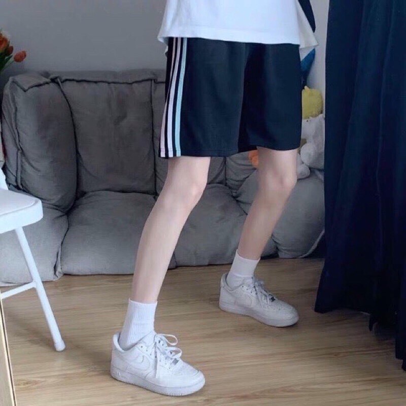 ☫Quần short 3 sọc phối màu phom rộng unisex style cá tính/ Quần thể thao nam nữ phong cách hàn quốc_xuongmaythuhien