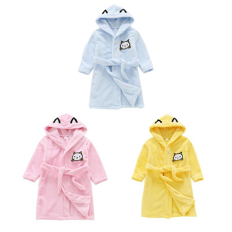 Áo choàng ngủ vải cotton họa tiết hoạt hình cho bé