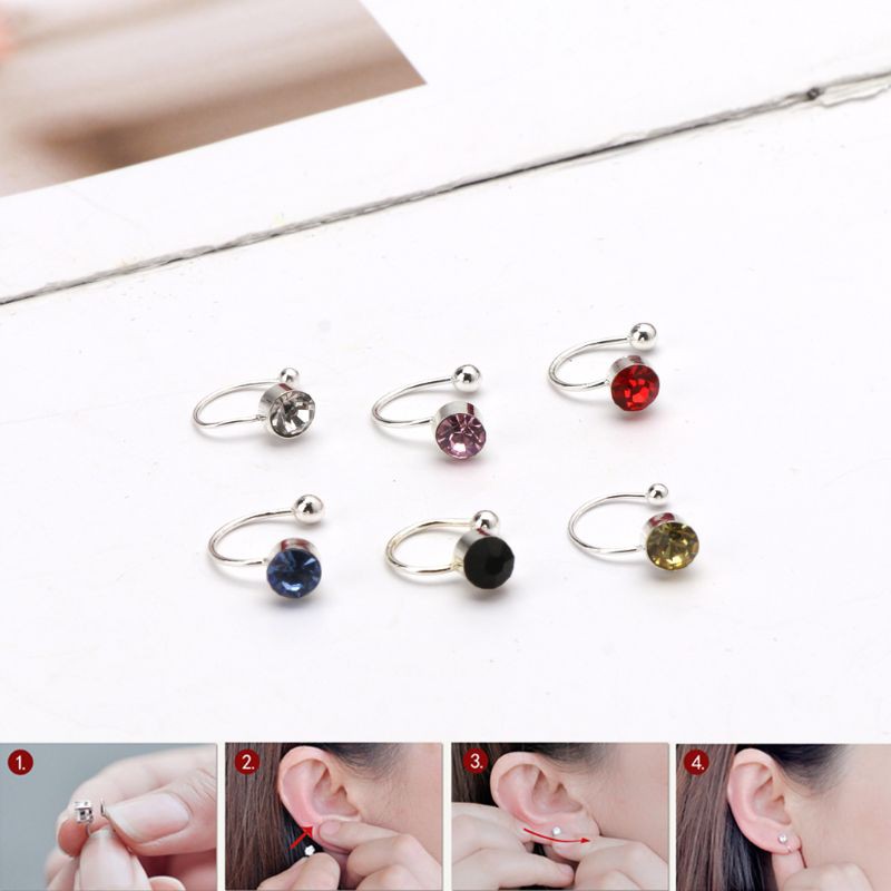 Khuyên kẹp vành tai đính đá lấp lánh