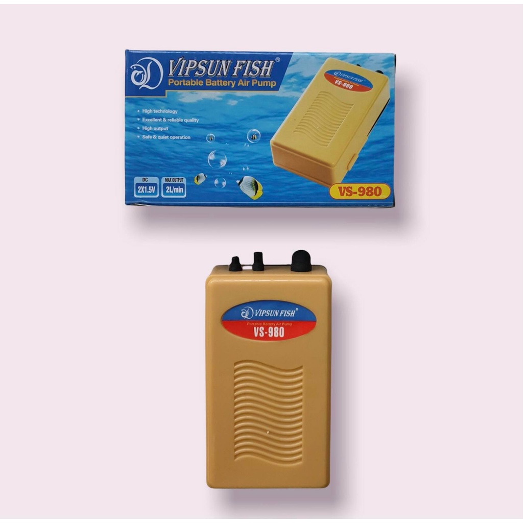[TẶNG DÂY + SỦI] VIPSUN VS-980 | Máy Oxy 1 Vòi Chạy Bằng Pin Tiện Dụng Cho Hồ Cá Cảnh Thuỷ Sinh