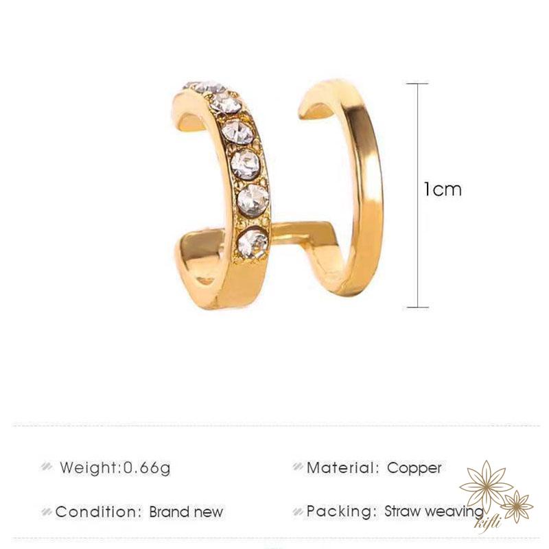 Khuyên Tai Kẹp Vành Tai Hai Lớp Đính Đá Thời Trang Cho Nữ