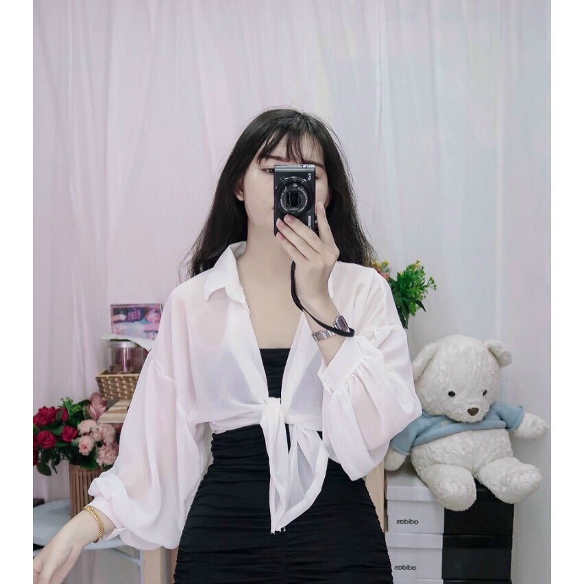 [Mã 44FASHIONSALE277 giảm 10K đơn 50K] Áo Sơ Mi Nữ Cột Nơ Eo Chất Voan Mềm Dày Dặn Hợp Thời Trang | BigBuy360 - bigbuy360.vn